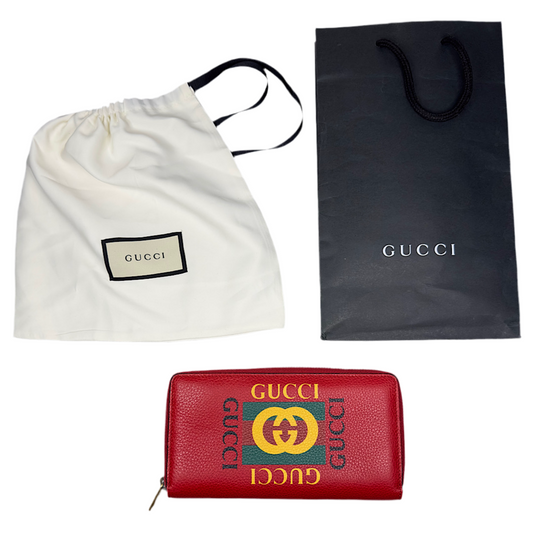 Gucci Red Logo Zip Wallet