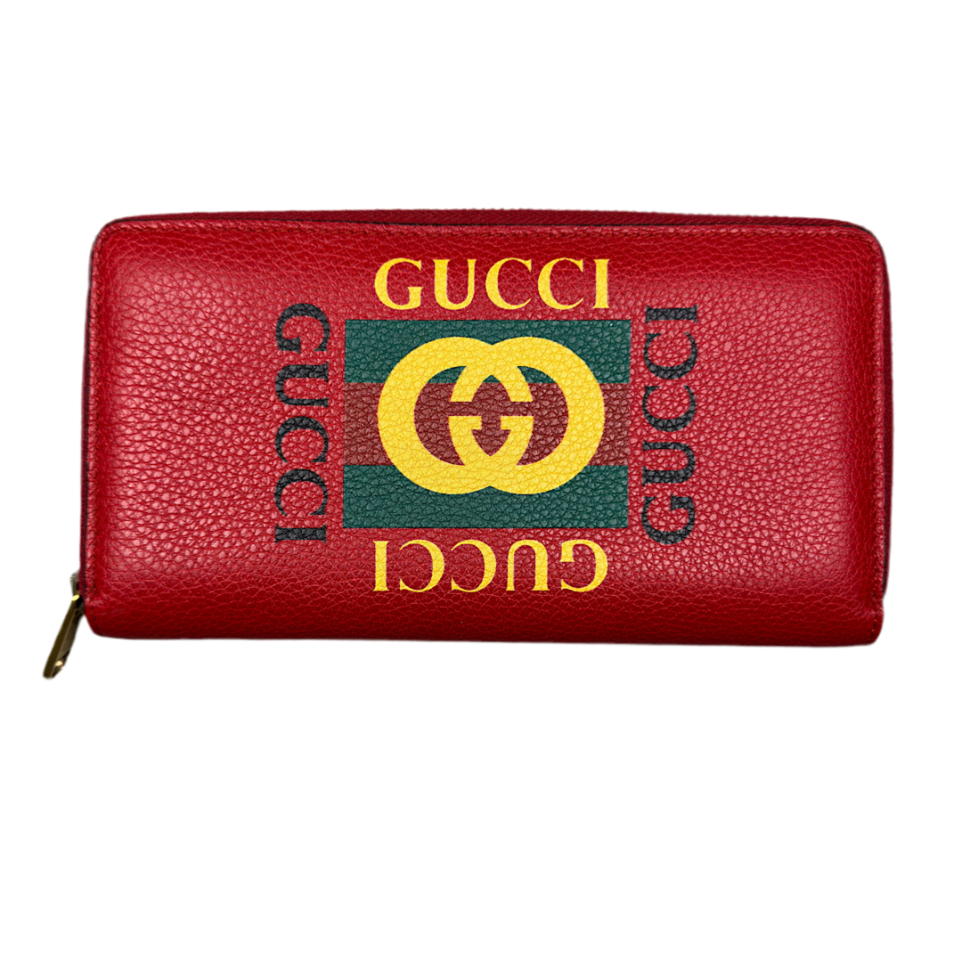 Gucci Red Logo Zip Wallet