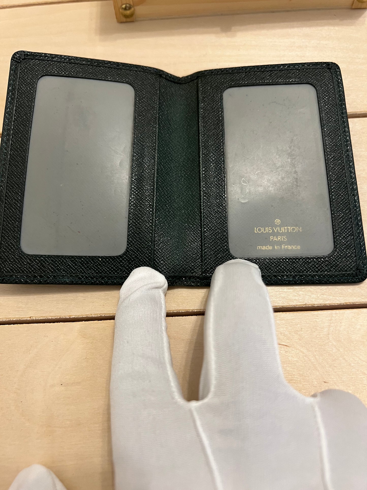 Louis Vuitton Green Taiga Business Card Holder