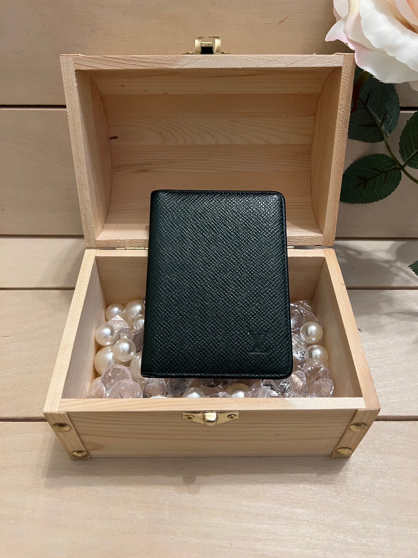 Louis Vuitton Green Taiga Business Card Holder